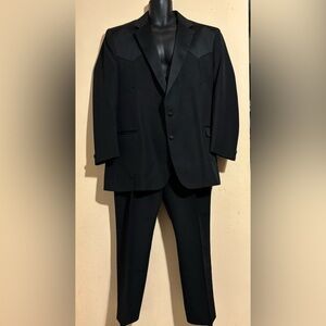 Silverado Mens Black Western Cowboy 2-Piece Suit Size 46 L Made In USA